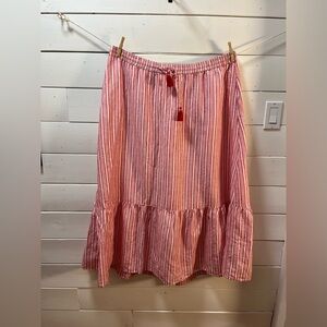 TALBOTS Red & White Striped Midi Skirt – Size 2X